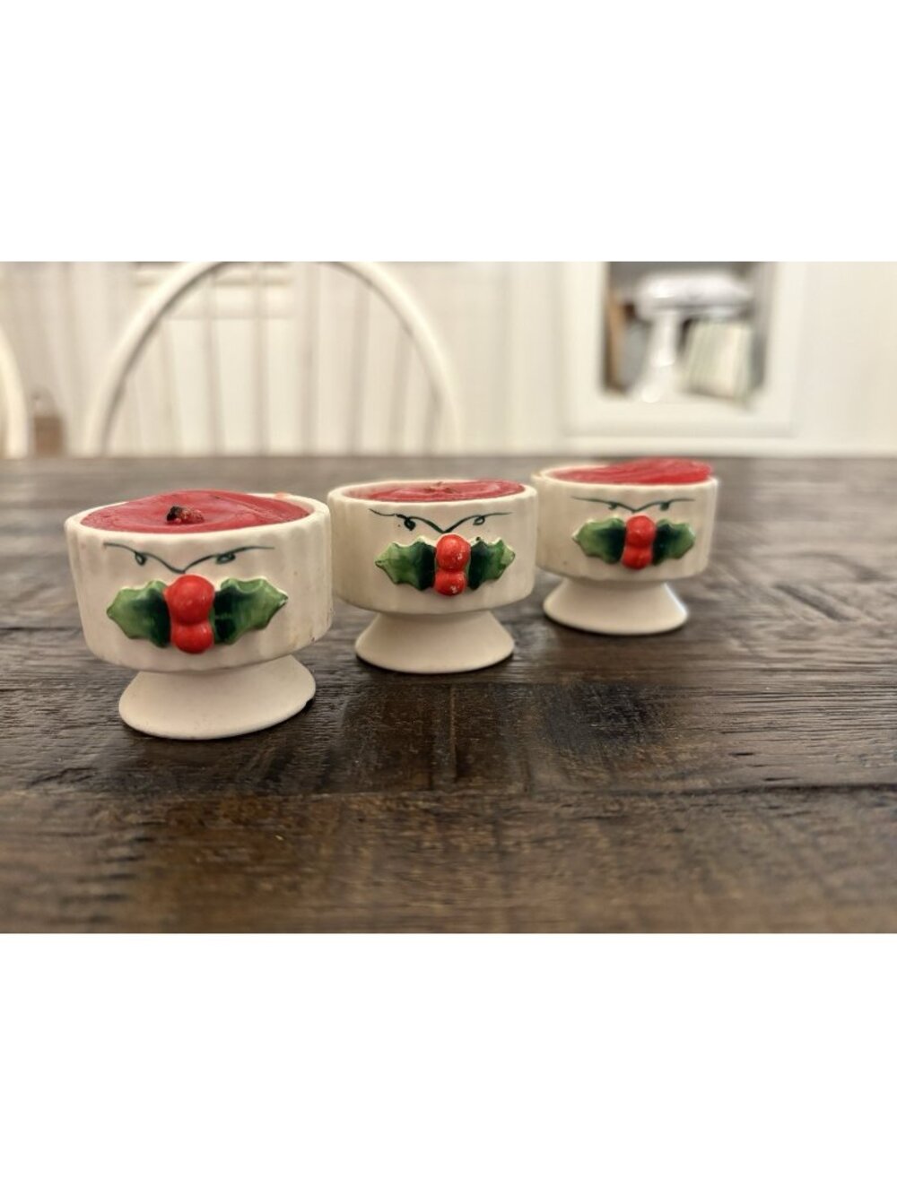 Vintage Holt Howard Holly Candle Holders Christmas Decor Set Of 3